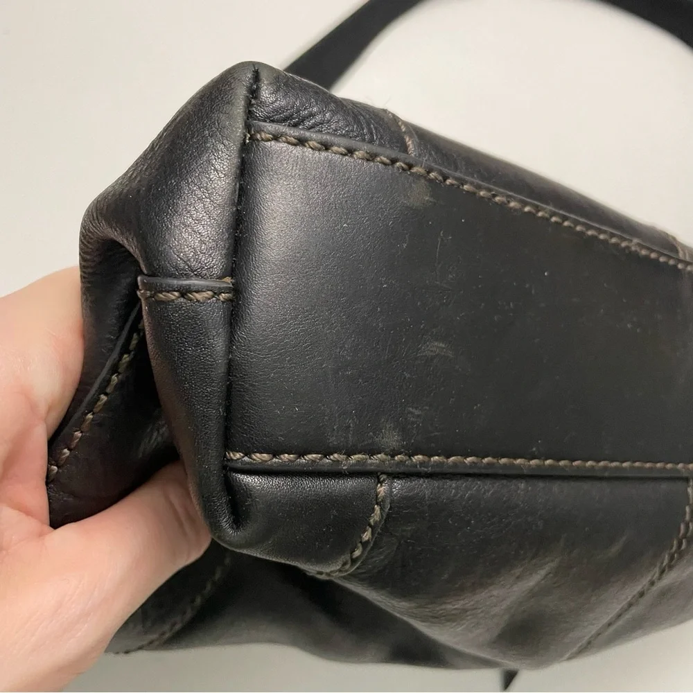 Vintage Fossil Purse Crossbody Leather Pockets Buckle Adjustable Black Bronze - Picture 14 of 16